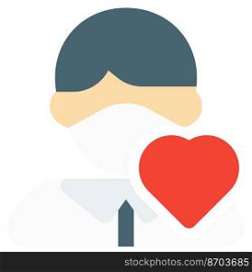 Psychologist in mask with heart symbol