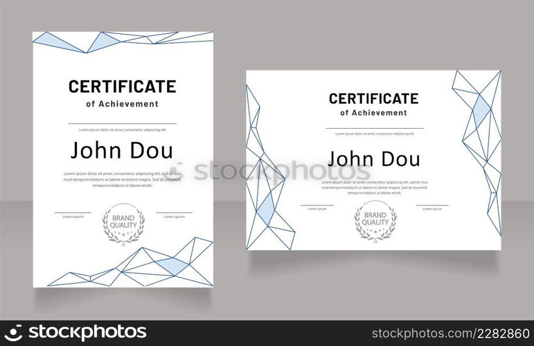 Psychology class achievement certificates design template set. Vector diploma with customized copyspace and borders. Printable document for awards and recognition. Barlow Bold font used. Psychology class achievement certificates design template set