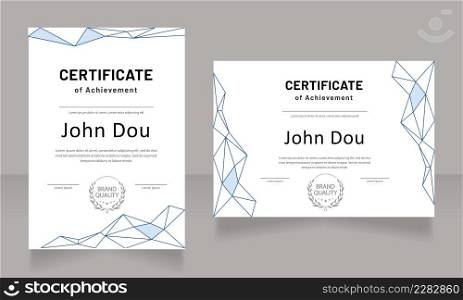 Psychology class achievement certificates design template set. Vector diploma with customized copyspace and borders. Printable document for awards and recognition. Barlow Bold font used. Psychology class achievement certificates design template set