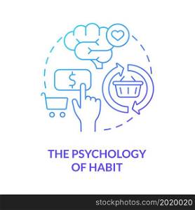 Psychology of consumer habit concept icon. Customers regular purchasing habit. Consumer brand addiction abstract idea thin line illustration. Vector isolated outline color drawing. Psychology of consumer habit concept icon