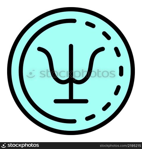 Psychology sign in a circle icon. Outline psychology sign in a circle vector icon color flat isolated. Psychology sign in a circle icon color outline vector