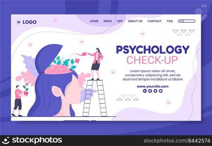 Psychology Social Media Landing Page Template Flat Cartoon Background Vector Illustration