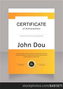 Psychology student achievement certificate design template. Vector diploma with customized copyspace. Printable document for awards and recognition. Arial, Myriad Pro, Calibri Regular fonts used. Psychology student achievement certificate design template