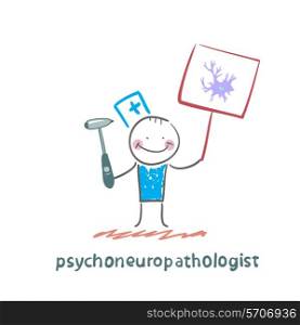 psychoneuropathologist is drawn with a poster where the nerve cell