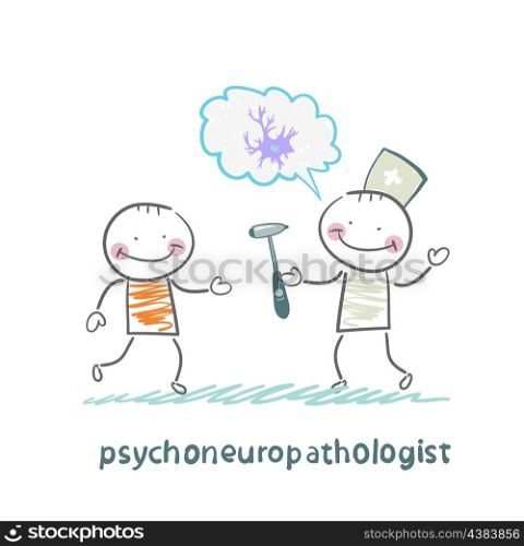 psychoneuropathologist speaks with the patient about the nerve cells