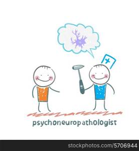 psychoneuropathologist speaks with the patient about the nerve cells