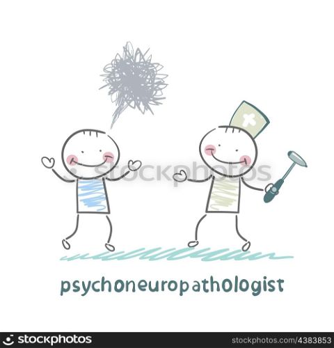 psychoneuropathologist stands next to a distraught patient