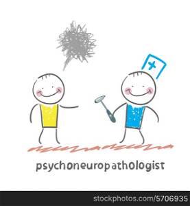 psychoneuropathologist stands next to a distraught patient