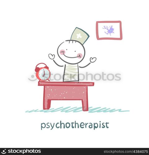 psychotherapist working in his office