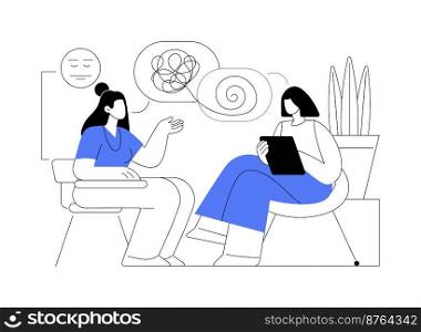 Psychotherapy abstract concept vector illustration. Non pharmacological intervention, verbal counseling, psychotherapy service, behavioral cognitive therapy, private session abstract metaphor.. Psychotherapy abstract concept vector illustration.