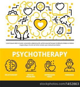 Psychotherapy concept background. Outline illustration of psychotherapy vector concept background for web design. Psychotherapy concept background, outline style