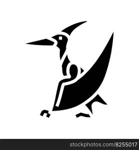 pteranodon dinosaur animal glyph icon vector. pteranodon dinosaur animal sign. isolated symbol illustration. pteranodon dinosaur animal glyph icon vector illustration