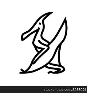 pterodactyl dinosaur animal line icon vector. pterodactyl dinosaur animal sign. isolated contour symbol black illustration. pterodactyl dinosaur animal line icon vector illustration