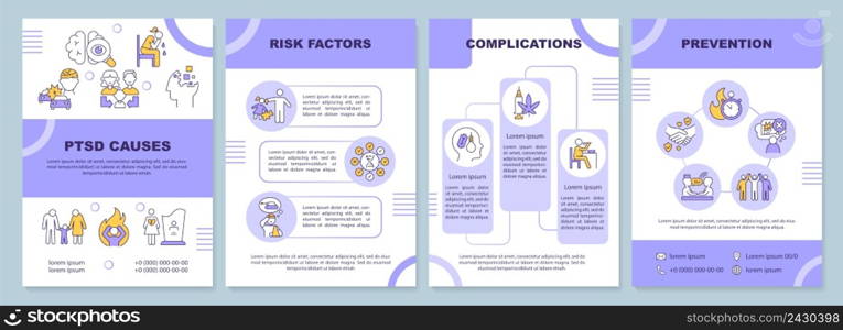 PTSD problem word concepts purple banner. Reaction on painful event. Infographics with icons on color background. Isolated typography. Vector illustration with text. Arial-Black font used. PTSD problem word concepts purple banner