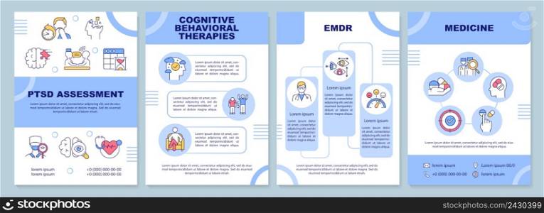 PTSD treatment word concepts blue banner. Mental trauma healing. Infographics with icons on color background. Isolated typography. Vector illustration with text. Arial-Black font used. PTSD treatment word concepts blue banner