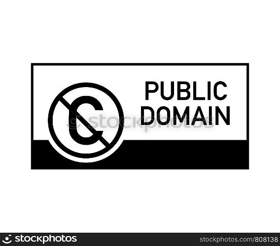 Public domain sign with crossed out C letter icon in a circle. Vector stock illustration.