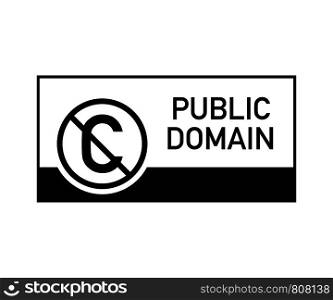 Public domain sign with crossed out C letter icon in a circle. Vector stock illustration.