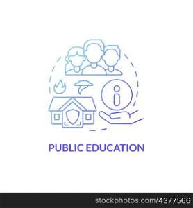 Public education blue gradient concept icon. Informing school of hazard threat abstract idea thin line illustration. Isolated outline drawing. Roboto-Medium, Myriad Pro-Bold fonts used. Public education blue gradient concept icon