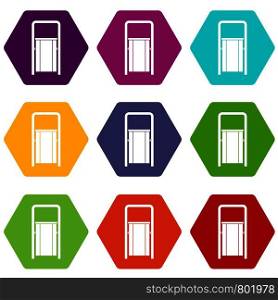 Public garbage bin icon set many color hexahedron isolated on white vector illustration. Public garbage bin icon set color hexahedron