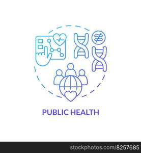 Public health blue gradient concept icon. Improving healthcare service with genome studying. Application of precision medicine abstract idea thin line illustration. Isolated outline drawing. Public health blue gradient concept icon