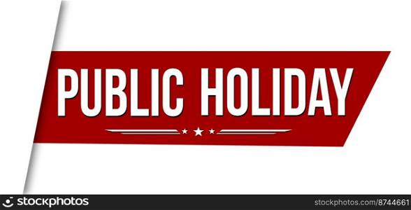 Public holiday red ribbon or banner design on white background, vector illustration