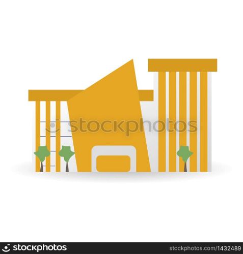 Public institutional building facade, commercial house, supermarket, government city estate, town line icons. Flat design vector illustration symbol concept. isolated on white background