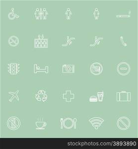 Public line icons on green background, stock vector