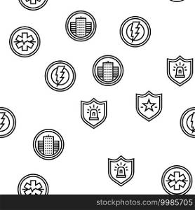 Public Service Signs Vector Seamless Pattern Thin Line Illustration. Public Service Signs Vector Seamless Pattern