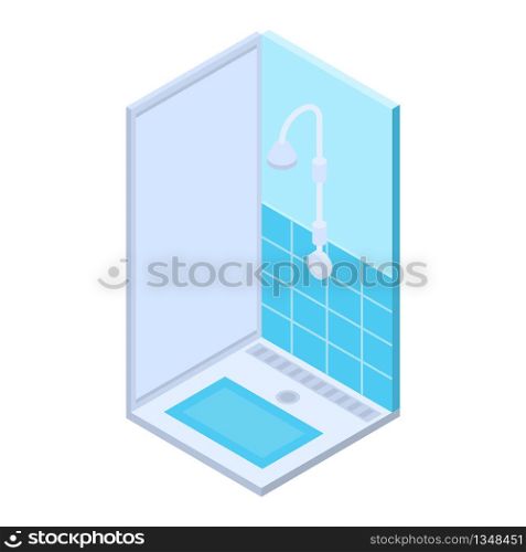 Public shower bath icon. Isometric of public shower bath vector icon for web design isolated on white background. Public shower bath icon, isometric style