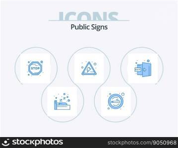 Public Signs Blue Icon Pack 5 Icon Design. out. exit. board. door. dan≥r