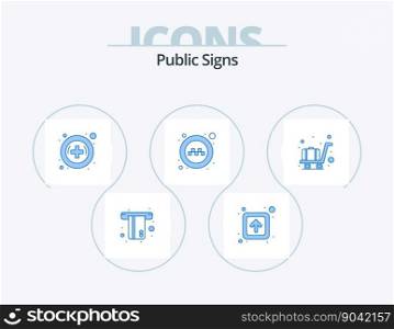 Public Signs Blue Icon Pack 5 Icon Design. trolley. airport. hospital. taxi. service