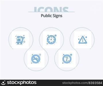 Public Signs Blue Icon Pack 5 Icon Design. warning. alert. full. watch. clock
