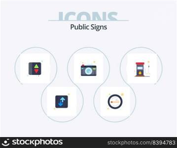 Public Signs Flat Icon Pack 5 Icon Design. photography. photo. smoke. camera. elevator indication