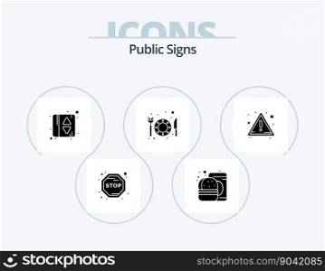 Public Signs Glyph Icon Pack 5 Icon Design. . attention. elevator door. alert. hotel