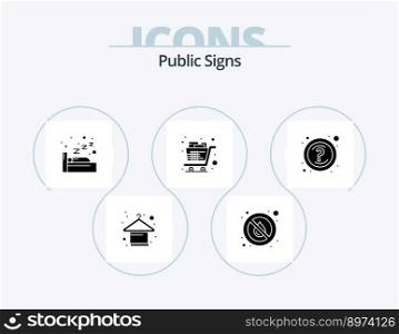 Public Signs Glyph Icon Pack 5 Icon Design. help. shopping. weather. groceries. cart