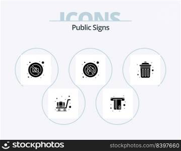 Public Signs Glyph Icon Pack 5 Icon Design. public. dustbin. image. place. fire