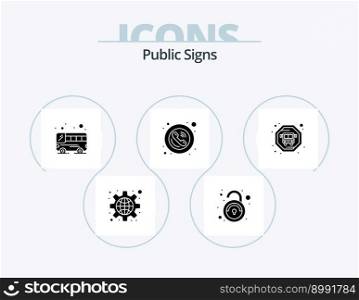 Public Signs Glyph Icon Pack 5 Icon Design. public transit. telephone. bus. signs. phone