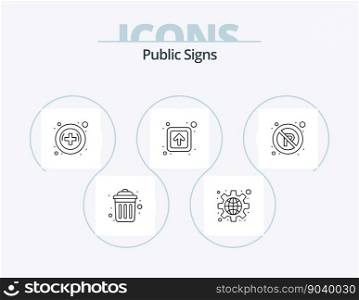 Public Signs Line Icon Pack 5 Icon Design. city. phone. unsecured. information. recycle