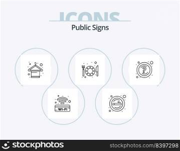Public Signs Line Icon Pack 5 Icon Design. signal. public sign. envelope. food. drink