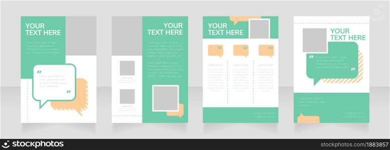 Public speaking course blank brochure layout design. Speech bubble. Vertical poster template set with empty copy space for text. Premade corporate reports collection. Editable flyer paper pages. Public speaking course blank brochure layout design