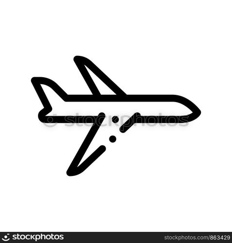 Public Transport Airplane Vector Thin Line Icon. Fast Airplane Flying Machine, Urban Passenger Transport Linear Pictogram. City Transportation Passage Service Contour Monochrome Illustration. Public Transport Airplane Vector Thin Line Icon