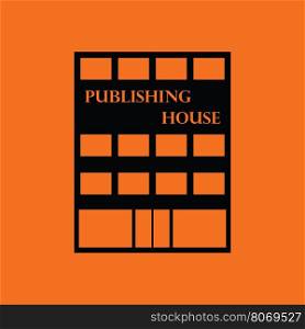 Publishing house icon. Orange background with black. Vector illustration.