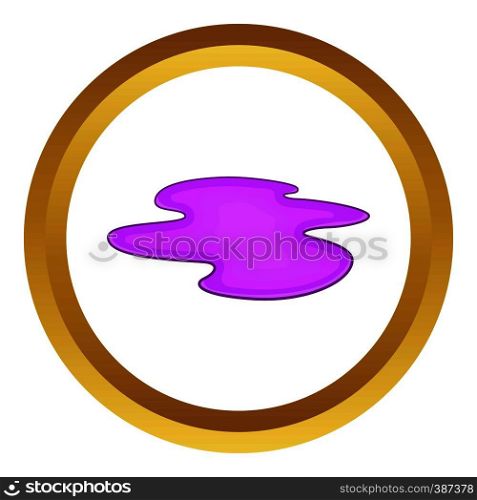 Puddle of oil vector icon in golden circle, cartoon style isolated on white background. Puddle of oil vector icon