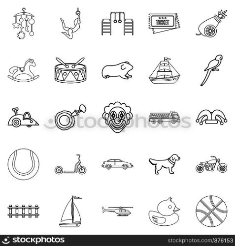 Puerility icons set. Outline set of 25 puerility vector icons for web isolated on white background. Puerility icons set, outline style