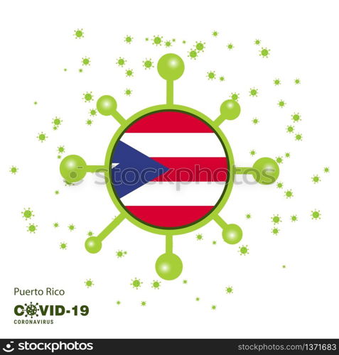 Puerto Rico Coronavius Flag Awareness Background. Stay home, Stay Healthy. Take care of your own health. Pray for Country