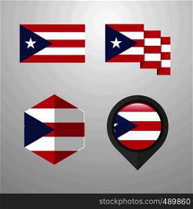 Puerto Rico flag design set vector