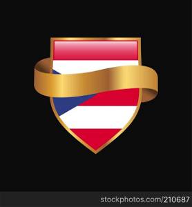 Puerto Rico flag Golden badge design vector