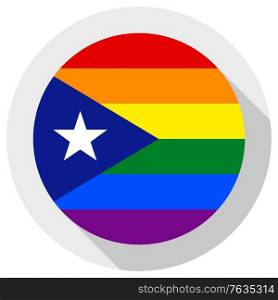 Puerto Rico LGBT flag, round shape icon on white background