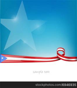 puerto rico ribbon flag on blue sky background