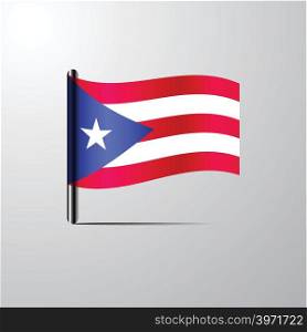 Puerto Rico waving Shiny Flag design vector